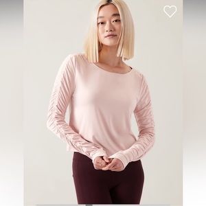 athleta all around ruched long sleeve top pink